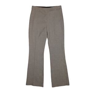 ANN TAYLOR $99 Black White Houndstooth Side Zip Stretch Knit Flare Leg Pant 10
